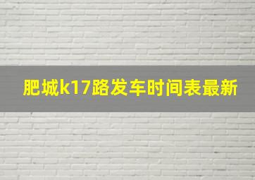 肥城k17路发车时间表最新