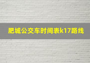 肥城公交车时间表k17路线