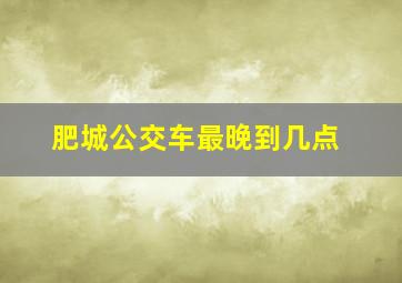 肥城公交车最晚到几点