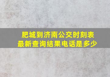 肥城到济南公交时刻表最新查询结果电话是多少