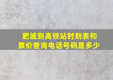 肥城到高铁站时刻表和票价查询电话号码是多少