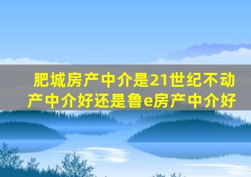 肥城房产中介是21世纪不动产中介好还是鲁e房产中介好