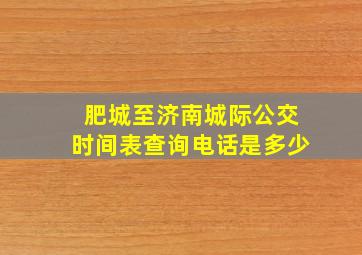 肥城至济南城际公交时间表查询电话是多少