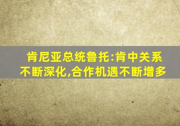 肯尼亚总统鲁托:肯中关系不断深化,合作机遇不断增多