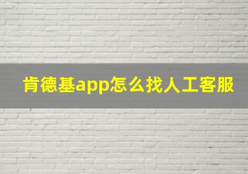 肯德基app怎么找人工客服