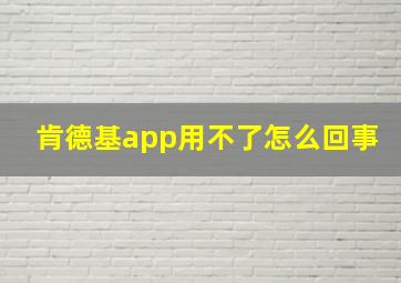 肯德基app用不了怎么回事