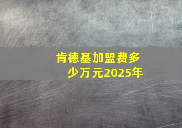 肯德基加盟费多少万元2025年