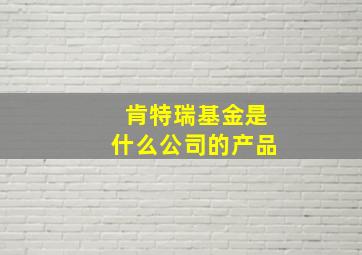 肯特瑞基金是什么公司的产品