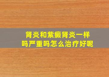 肾炎和紫癜肾炎一样吗严重吗怎么治疗好呢