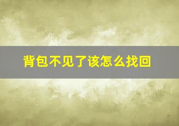 背包不见了该怎么找回