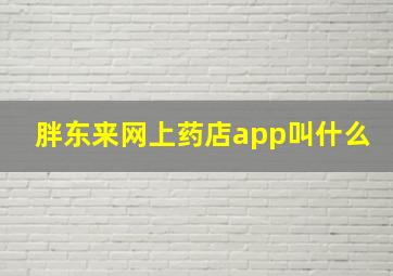 胖东来网上药店app叫什么