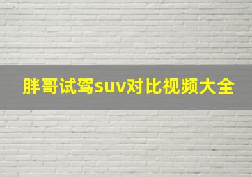 胖哥试驾suv对比视频大全