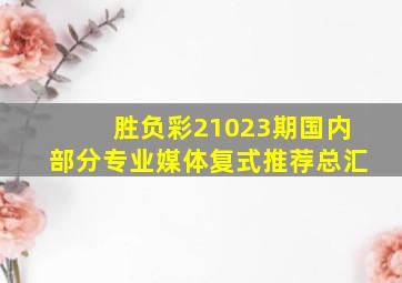 胜负彩21023期国内部分专业媒体复式推荐总汇