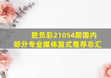 胜负彩21054期国内部分专业媒体复式推荐总汇