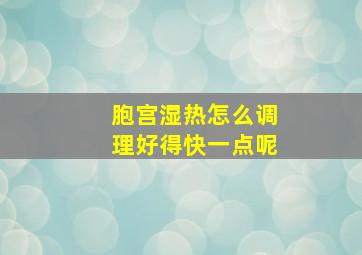 胞宫湿热怎么调理好得快一点呢