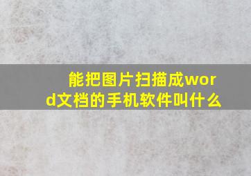 能把图片扫描成word文档的手机软件叫什么