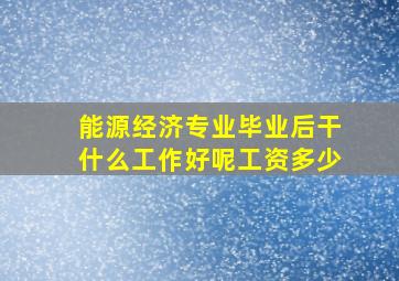 能源经济专业毕业后干什么工作好呢工资多少