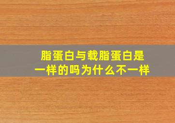 脂蛋白与载脂蛋白是一样的吗为什么不一样