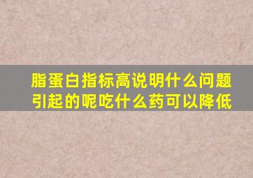 脂蛋白指标高说明什么问题引起的呢吃什么药可以降低