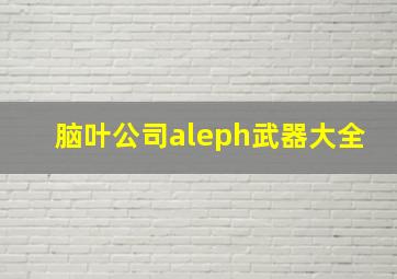 脑叶公司aleph武器大全