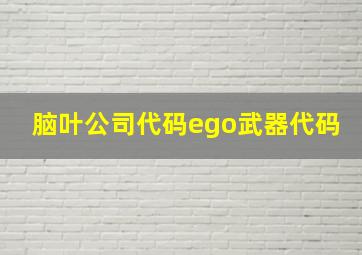 脑叶公司代码ego武器代码