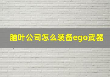 脑叶公司怎么装备ego武器