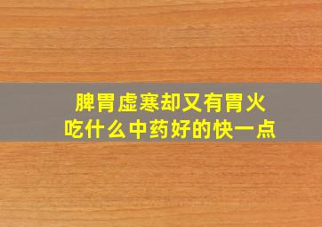 脾胃虚寒却又有胃火吃什么中药好的快一点