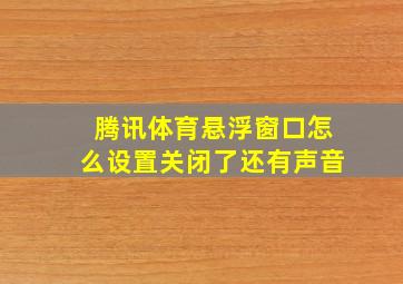 腾讯体育悬浮窗口怎么设置关闭了还有声音