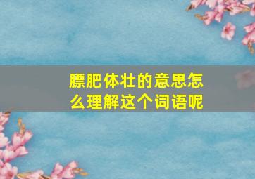 膘肥体壮的意思怎么理解这个词语呢