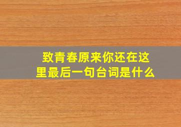 致青春原来你还在这里最后一句台词是什么