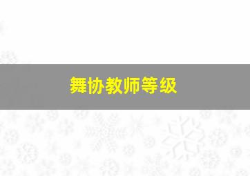 舞协教师等级