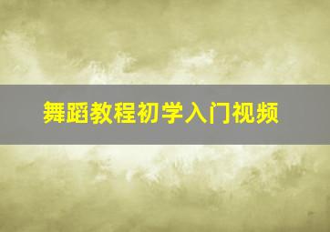 舞蹈教程初学入门视频