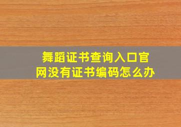 舞蹈证书查询入口官网没有证书编码怎么办