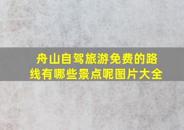 舟山自驾旅游免费的路线有哪些景点呢图片大全