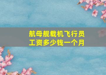 航母舰载机飞行员工资多少钱一个月