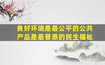 良好环境是最公平的公共产品是最普惠的民生福祉