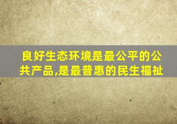 良好生态环境是最公平的公共产品,是最普惠的民生福祉