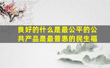 良好的什么是最公平的公共产品是最普惠的民生福