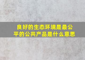 良好的生态环境是最公平的公共产品是什么意思