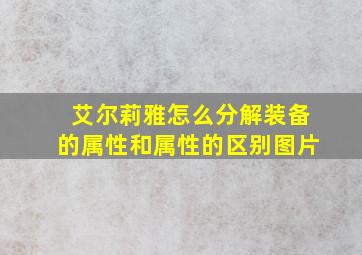 艾尔莉雅怎么分解装备的属性和属性的区别图片