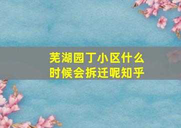 芜湖园丁小区什么时候会拆迁呢知乎