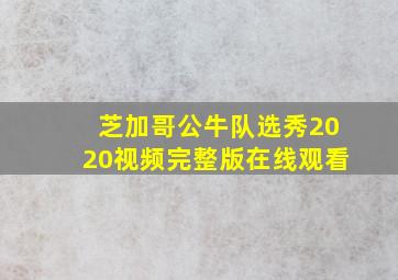 芝加哥公牛队选秀2020视频完整版在线观看