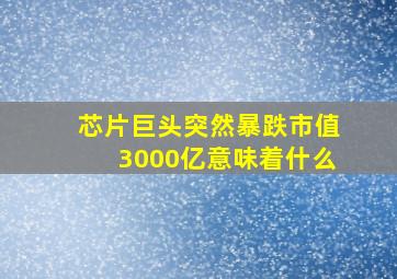 芯片巨头突然暴跌市值3000亿意味着什么