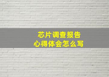 芯片调查报告心得体会怎么写