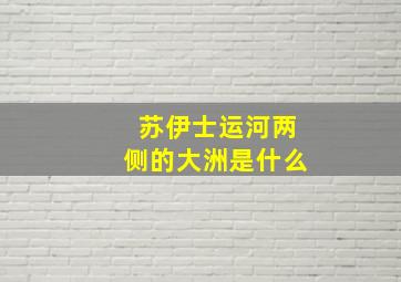 苏伊士运河两侧的大洲是什么