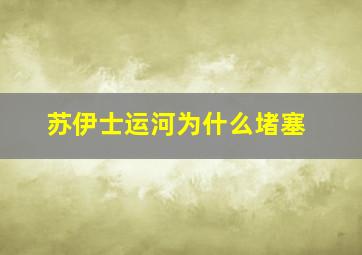 苏伊士运河为什么堵塞