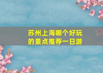 苏州上海哪个好玩的景点推荐一日游