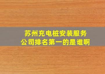 苏州充电桩安装服务公司排名第一的是谁啊