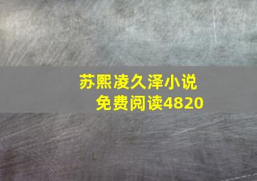 苏熙凌久泽小说免费阅读4820