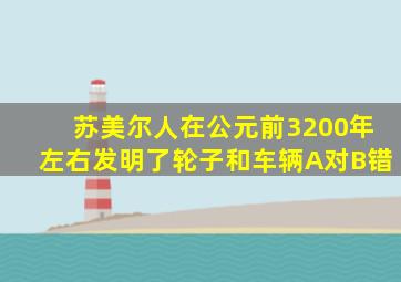 苏美尔人在公元前3200年左右发明了轮子和车辆A对B错